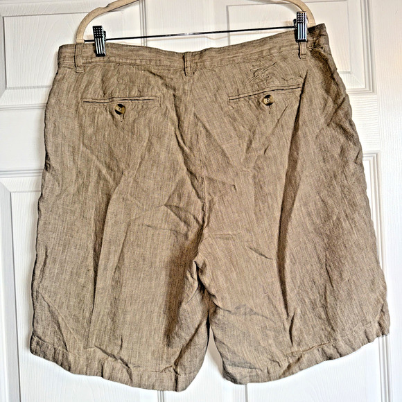 Madda Fella Key West Men's 100% Linen Shorts Brown Chino Slash Pockets Size 38 - Picture 12 of 14
